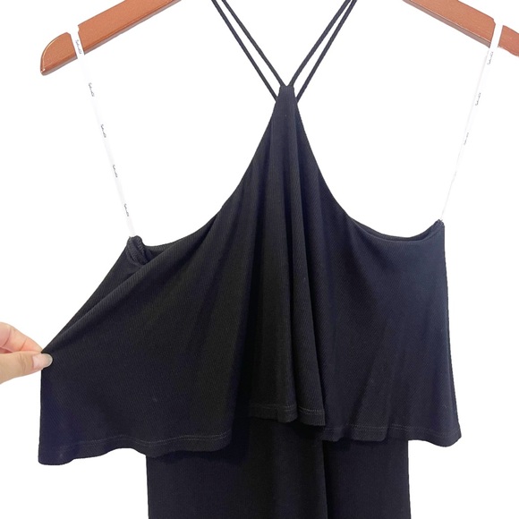 Splendid Womens Ribbed Stretchy Knit Halter Ruffle Top Dress Size S BLACK - Picture 4 of 9